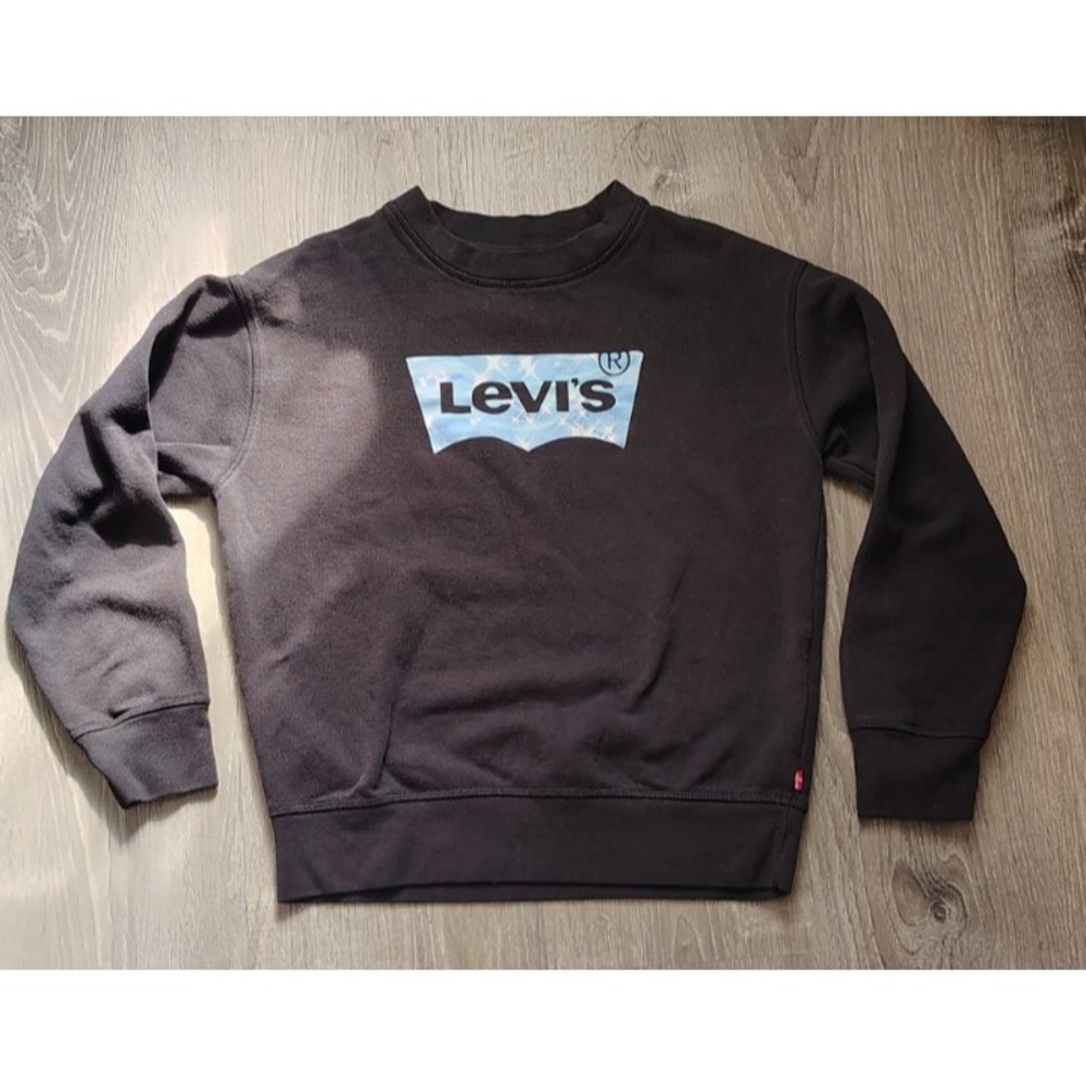 Levis Womens Black Batwing Logo Sparkle Sweatshirt Size‎ XS